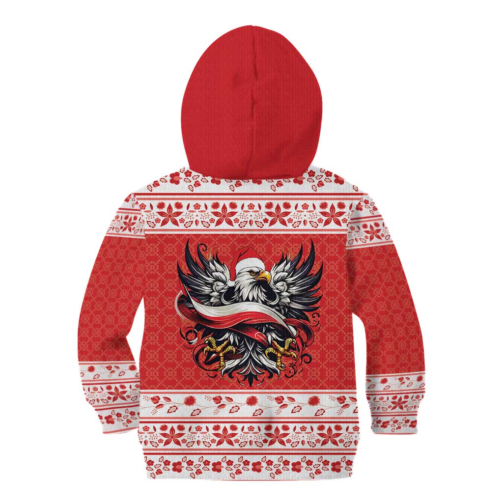 Poland Christmas Kid Hoodie Polish Eagle with Flag Style - Wonder Print Shop