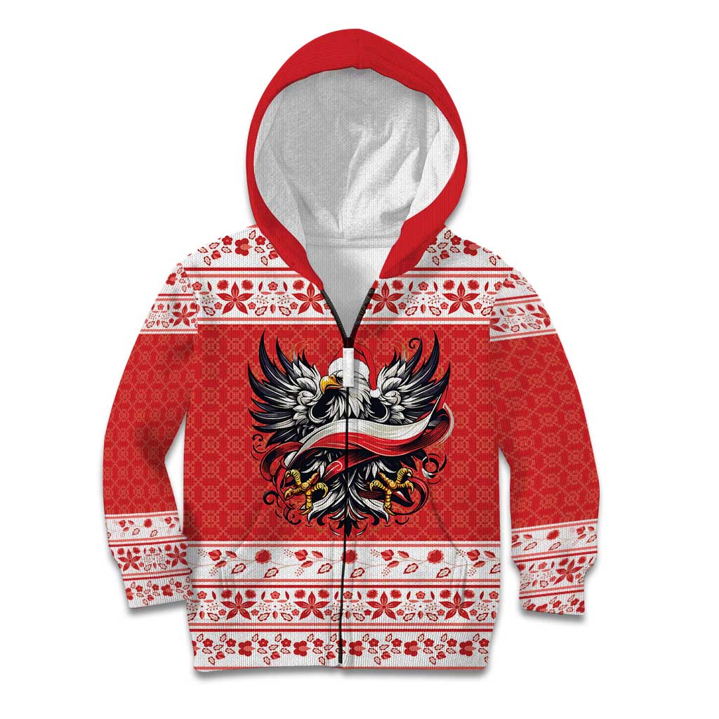 Poland Christmas Kid Hoodie Polish Eagle with Flag Style - Wonder Print Shop