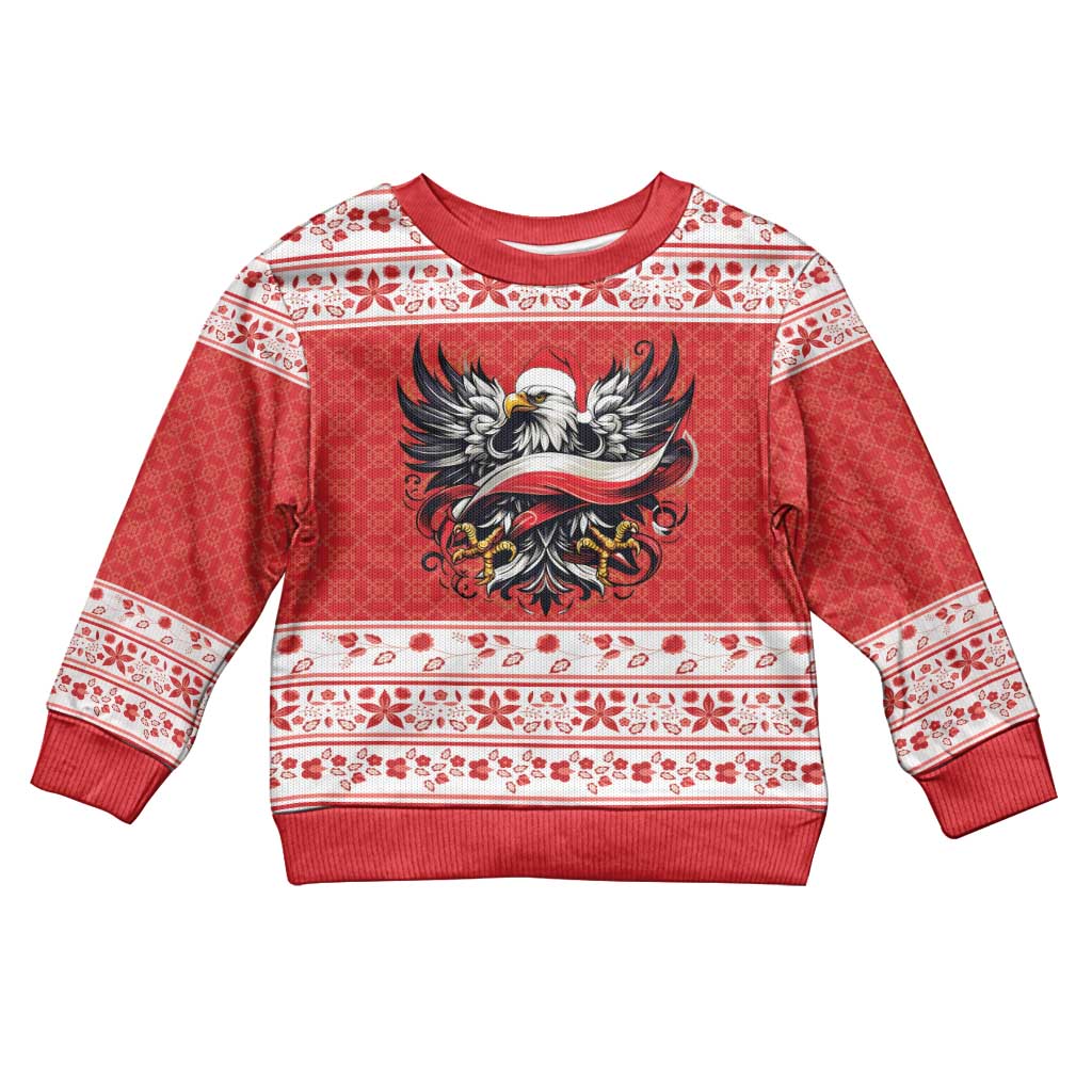 Poland Christmas Kid Ugly Christmas Sweater Polish Eagle with Flag Style - Wonder Print Shop