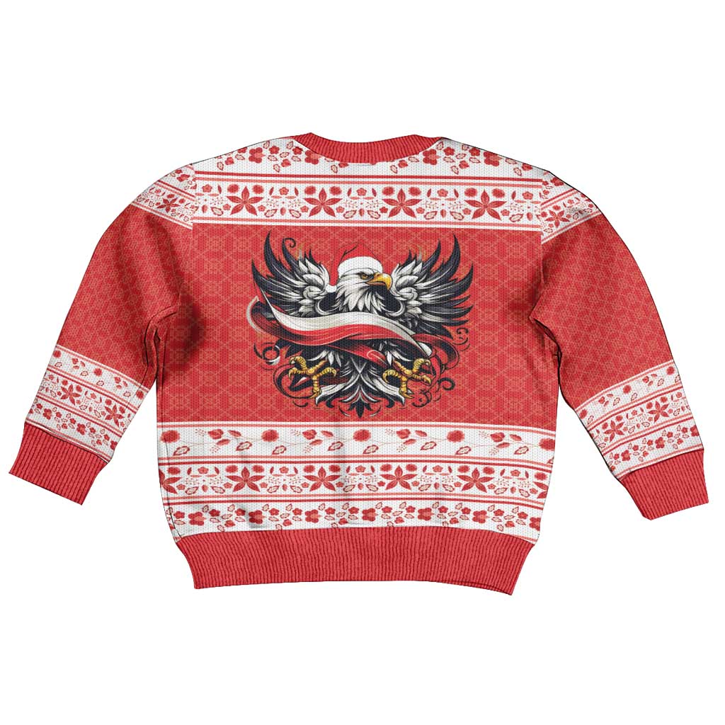 Poland Christmas Kid Ugly Christmas Sweater Polish Eagle with Flag Style - Wonder Print Shop