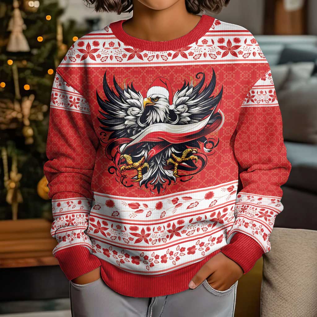 Poland Christmas Kid Ugly Christmas Sweater Polish Eagle with Flag Style - Wonder Print Shop