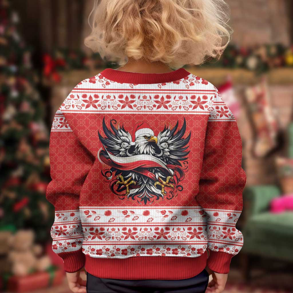 Poland Christmas Kid Ugly Christmas Sweater Polish Eagle with Flag Style - Wonder Print Shop