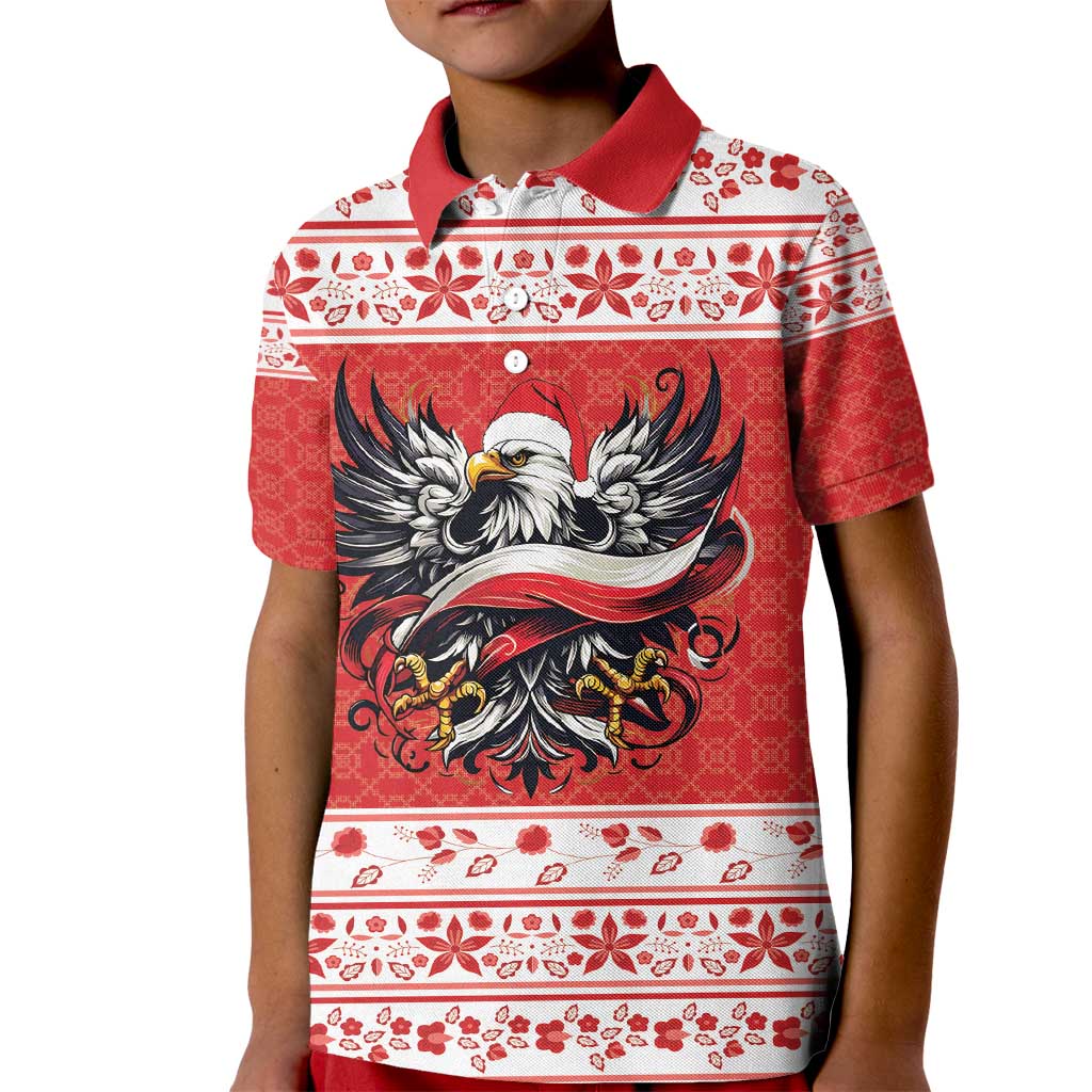 Poland Christmas Kid Polo Shirt Polish Eagle with Flag Style - Wonder Print Shop