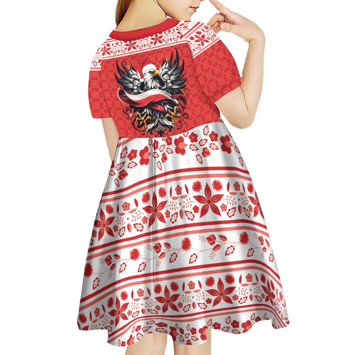 Poland Christmas Kid Short Sleeve Dress Polish Eagle with Flag Style - Wonder Print Shop