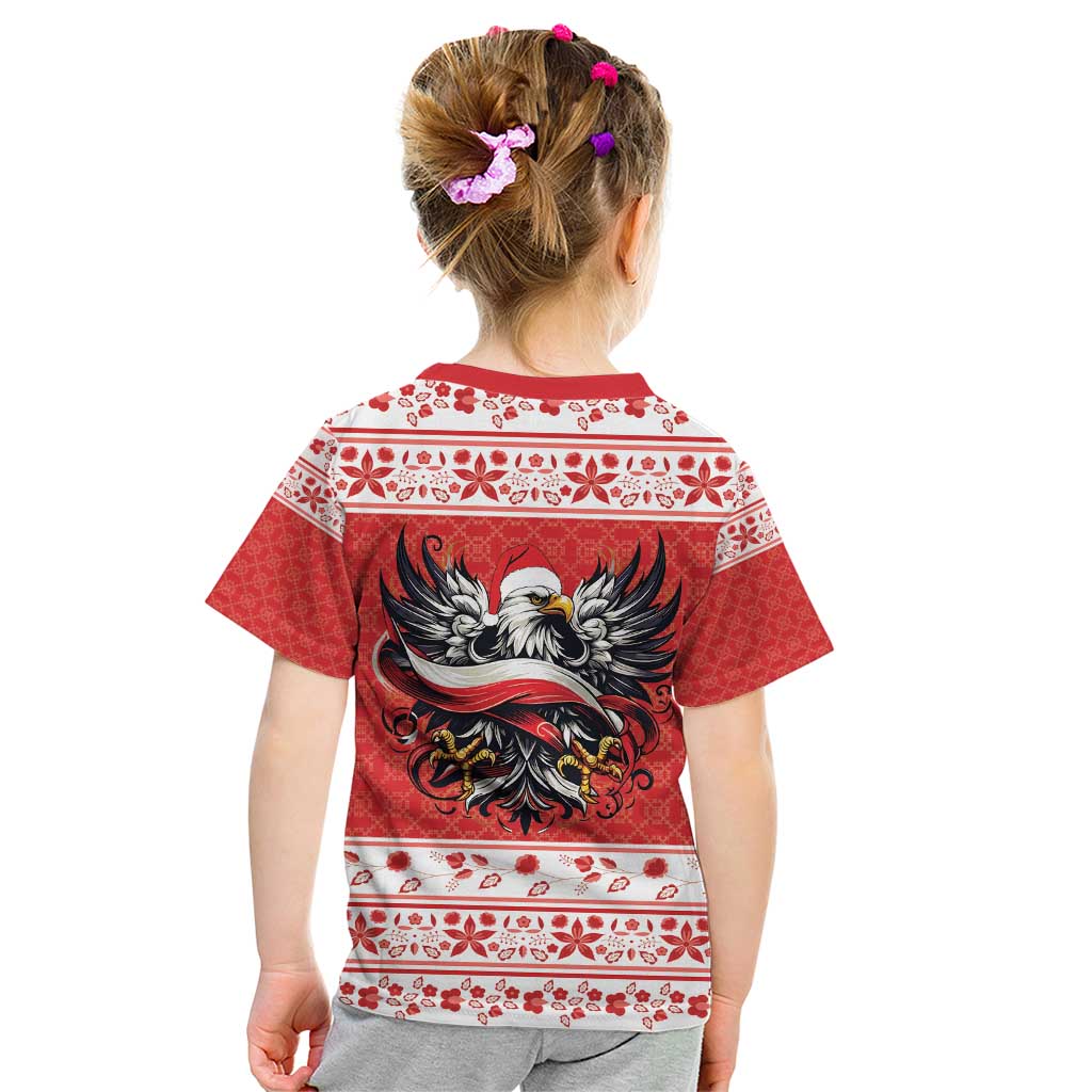 Poland Christmas Kid T Shirt Polish Eagle with Flag Style - Wonder Print Shop