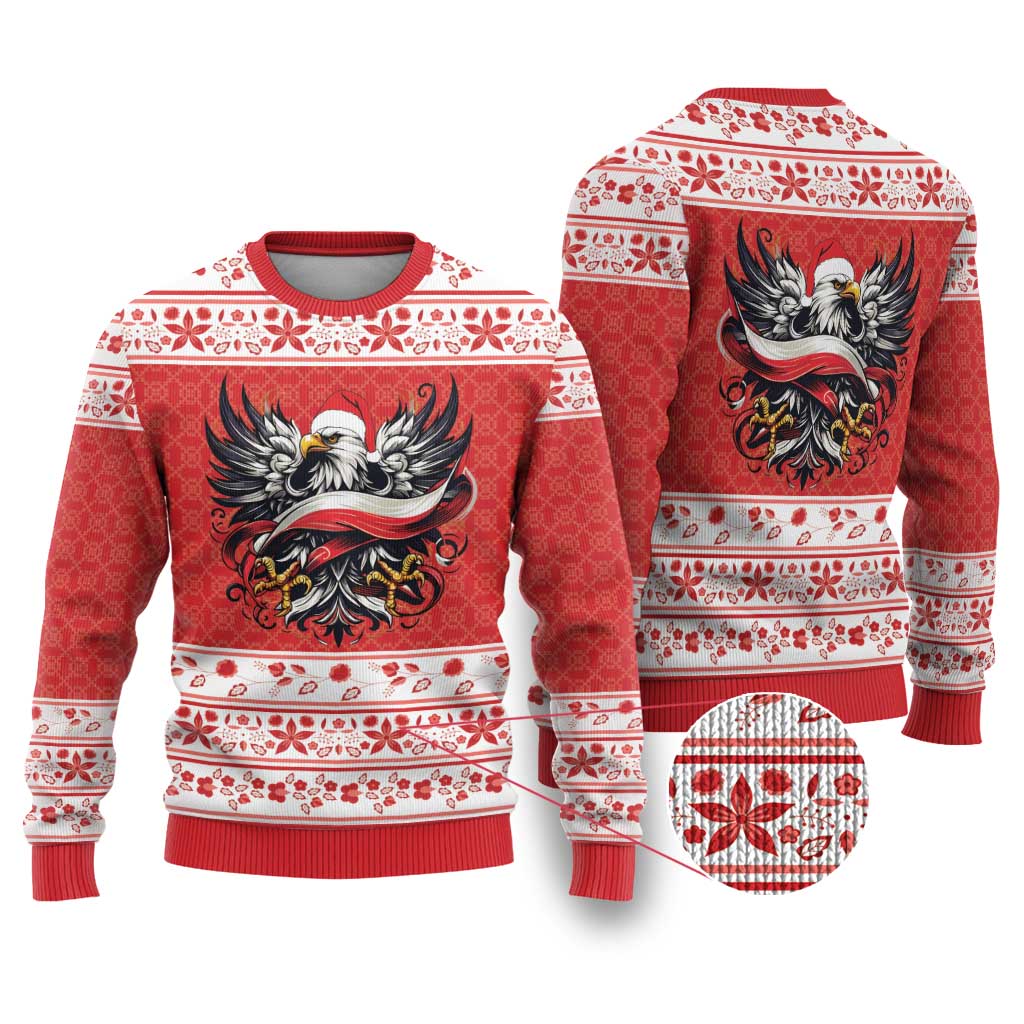 Poland Christmas Ugly Christmas Sweater Polish Eagle with Flag Style - Wonder Print Shop