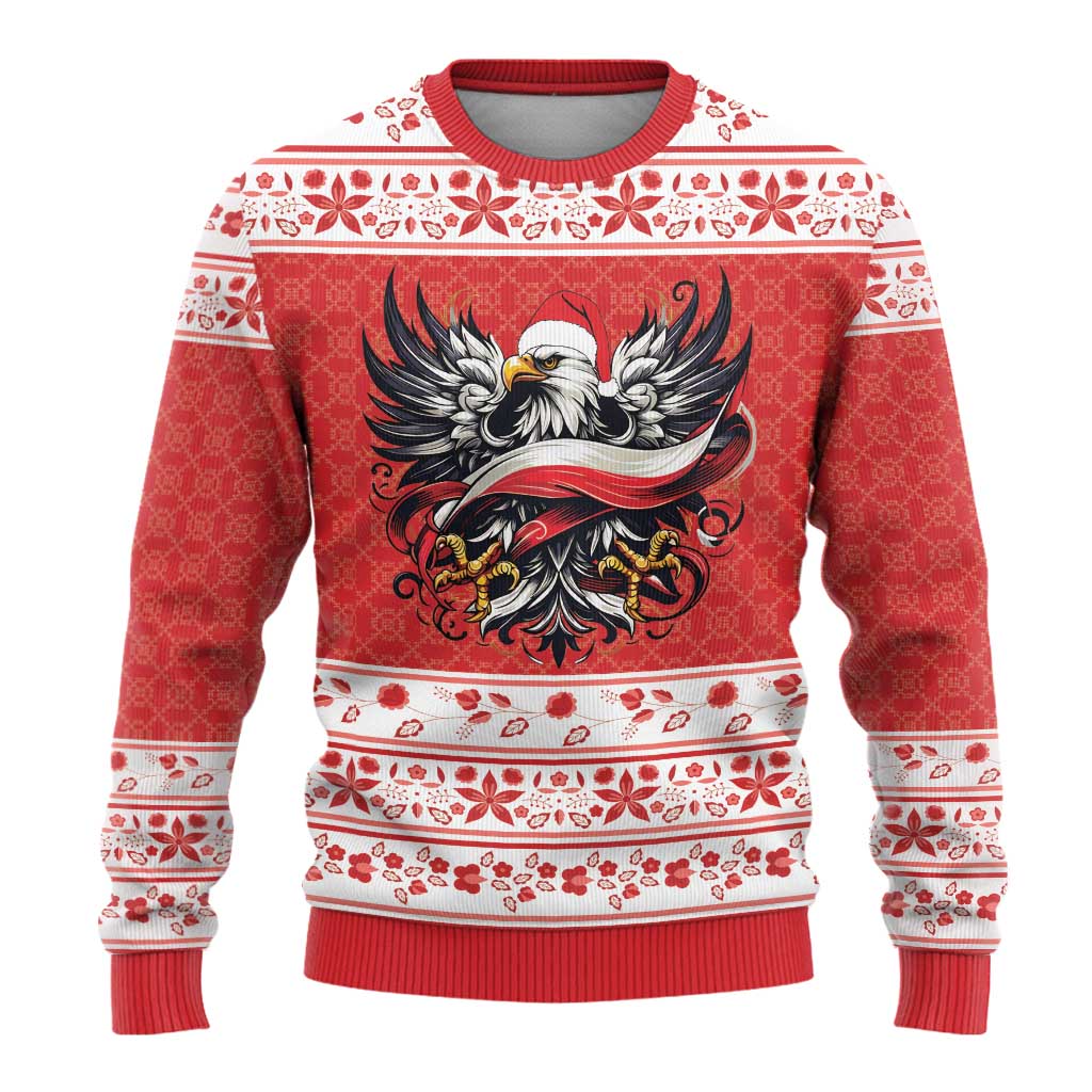 Poland Christmas Ugly Christmas Sweater Polish Eagle with Flag Style - Wonder Print Shop