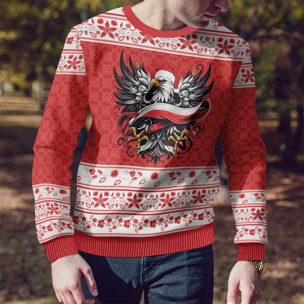 Poland Christmas Ugly Christmas Sweater Polish Eagle with Flag Style - Wonder Print Shop