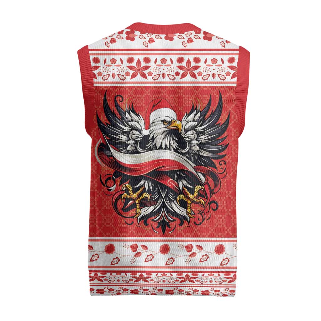 Poland Christmas Knitted V-Neck Vest Polish Eagle with Flag Style - Wonder Print Shop