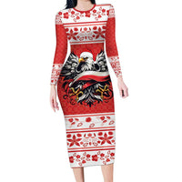 Poland Christmas Long Sleeve Bodycon Dress Polish Eagle with Flag Style - Wonder Print Shop