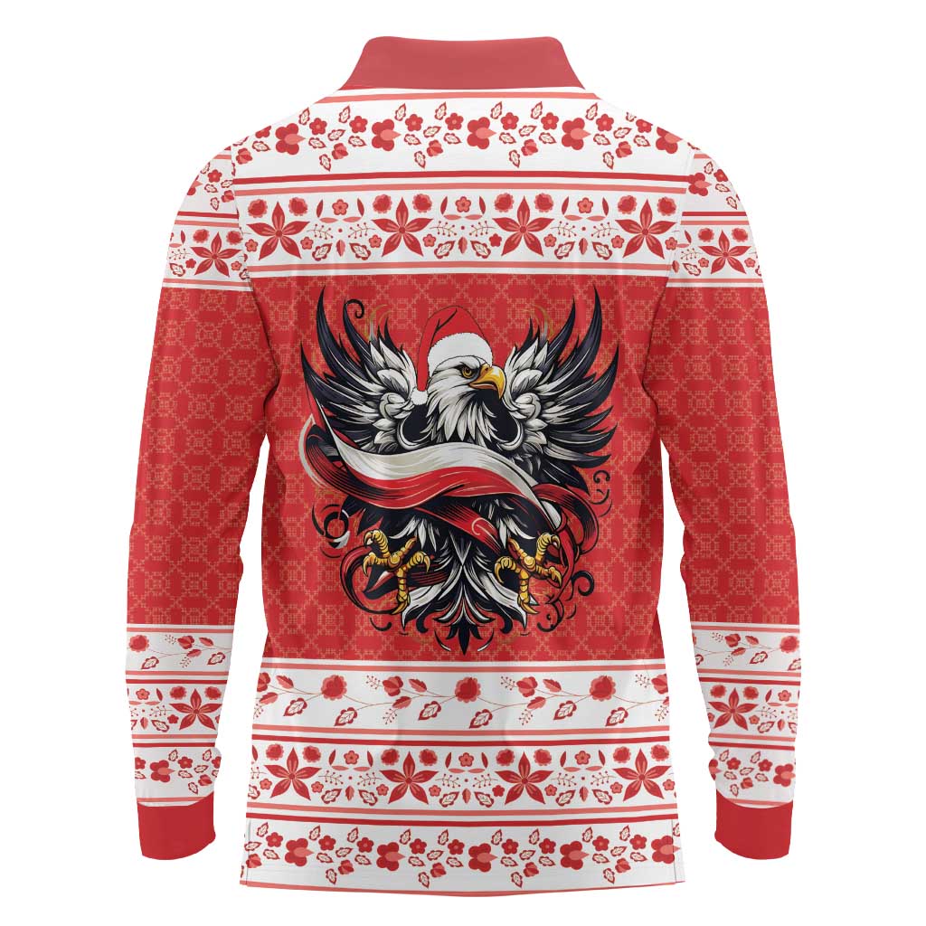 Poland Christmas Long Sleeve Polo Shirt Polish Eagle with Flag Style - Wonder Print Shop