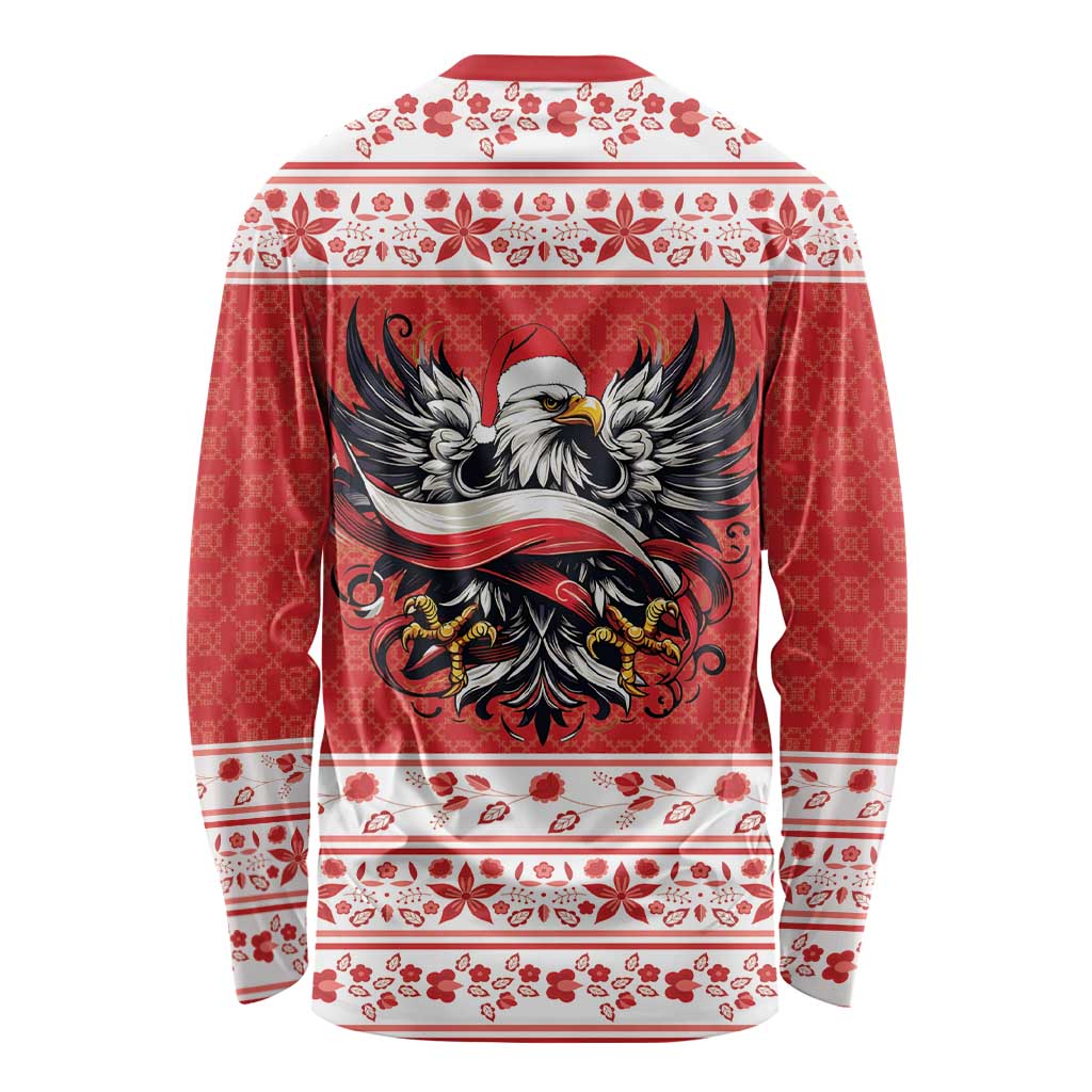 Poland Christmas Long Sleeve Shirt Polish Eagle with Flag Style - Wonder Print Shop