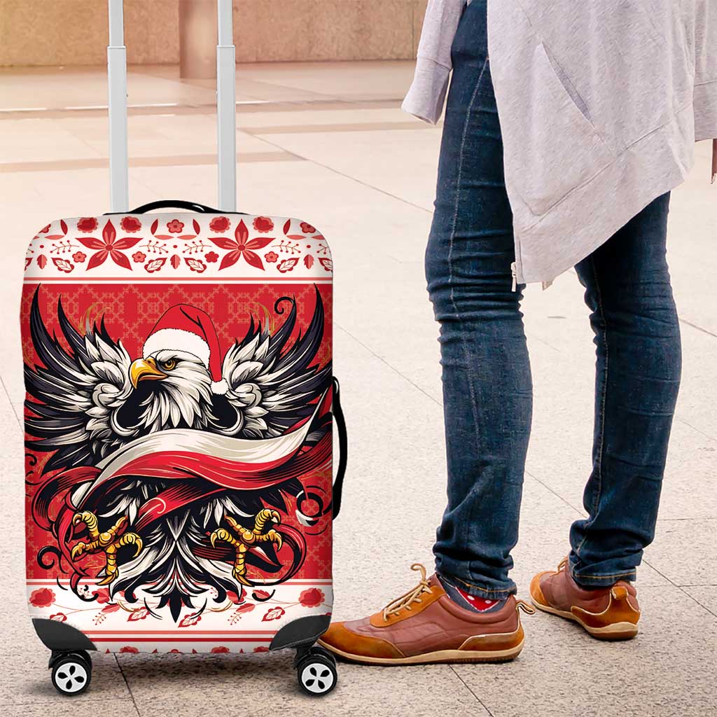 Poland Christmas Luggage Cover Polish Eagle with Flag Style - Wonder Print Shop