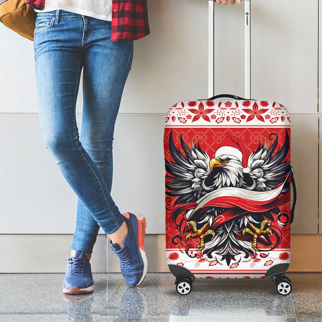Poland Christmas Luggage Cover Polish Eagle with Flag Style - Wonder Print Shop
