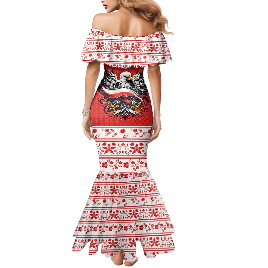 Poland Christmas Mermaid Dress Polish Eagle with Flag Style - Wonder Print Shop