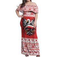 Poland Christmas Off Shoulder Maxi Dress Polish Eagle with Flag Style - Wonder Print Shop