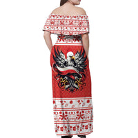 Poland Christmas Off Shoulder Maxi Dress Polish Eagle with Flag Style - Wonder Print Shop
