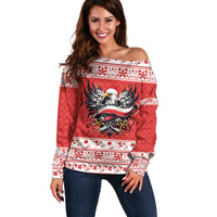 Poland Christmas Off Shoulder Sweater Polish Eagle with Flag Style - Wonder Print Shop
