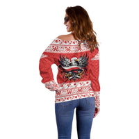 Poland Christmas Off Shoulder Sweater Polish Eagle with Flag Style - Wonder Print Shop