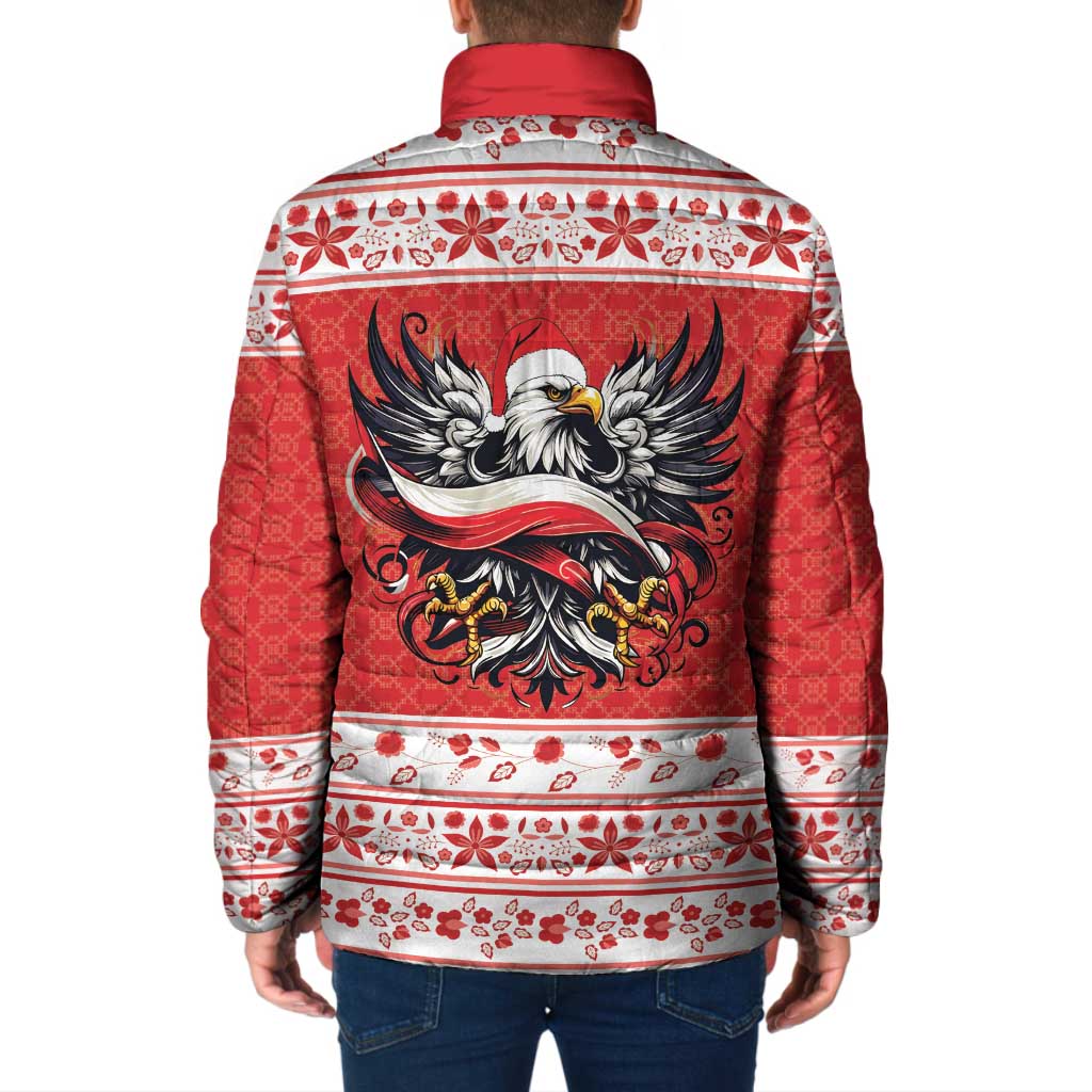 Poland Christmas Padded Jacket Polish Eagle with Flag Style - Wonder Print Shop