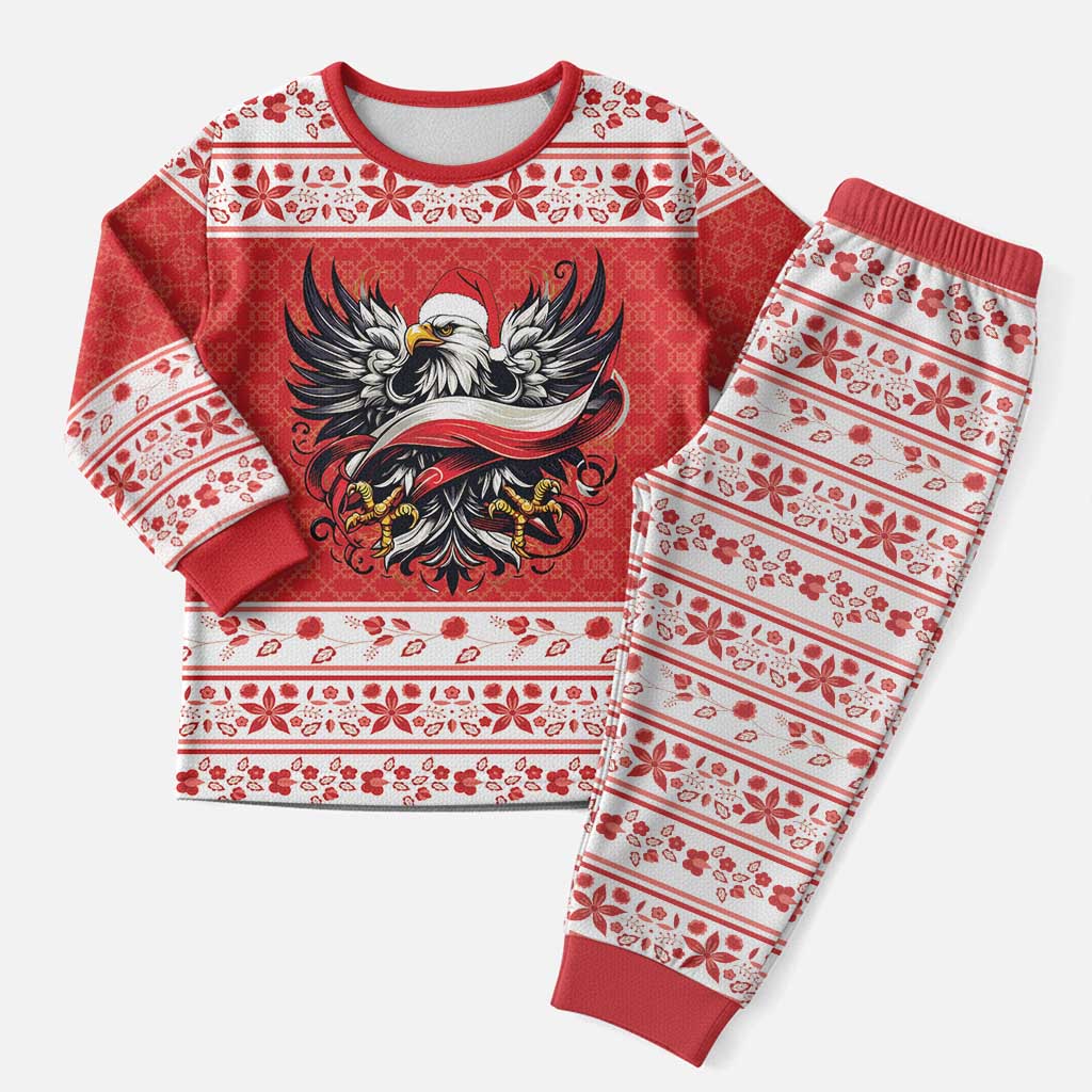 Poland Christmas Pajama Set Polish Eagle with Flag Style - Wonder Print Shop