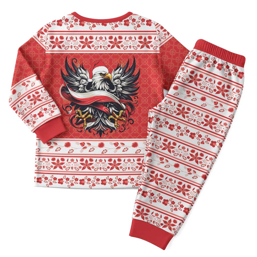 Poland Christmas Pajama Set Polish Eagle with Flag Style - Wonder Print Shop