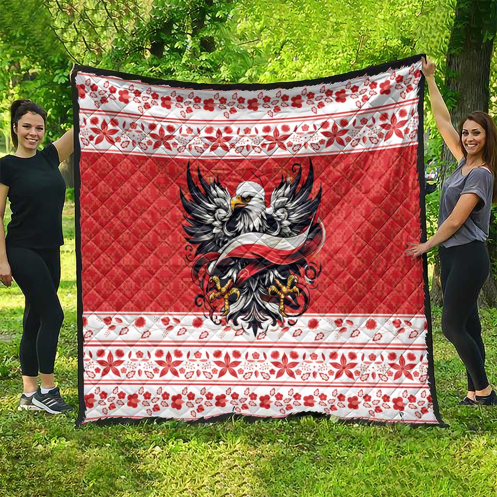 Poland Christmas Quilt Polish Eagle with Flag Style - Wonder Print Shop