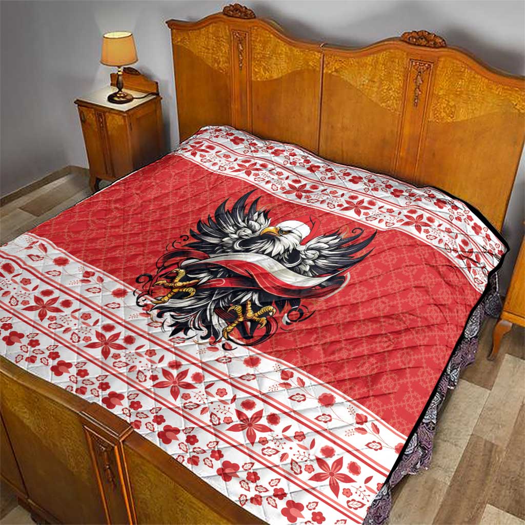 Poland Christmas Quilt Polish Eagle with Flag Style - Wonder Print Shop