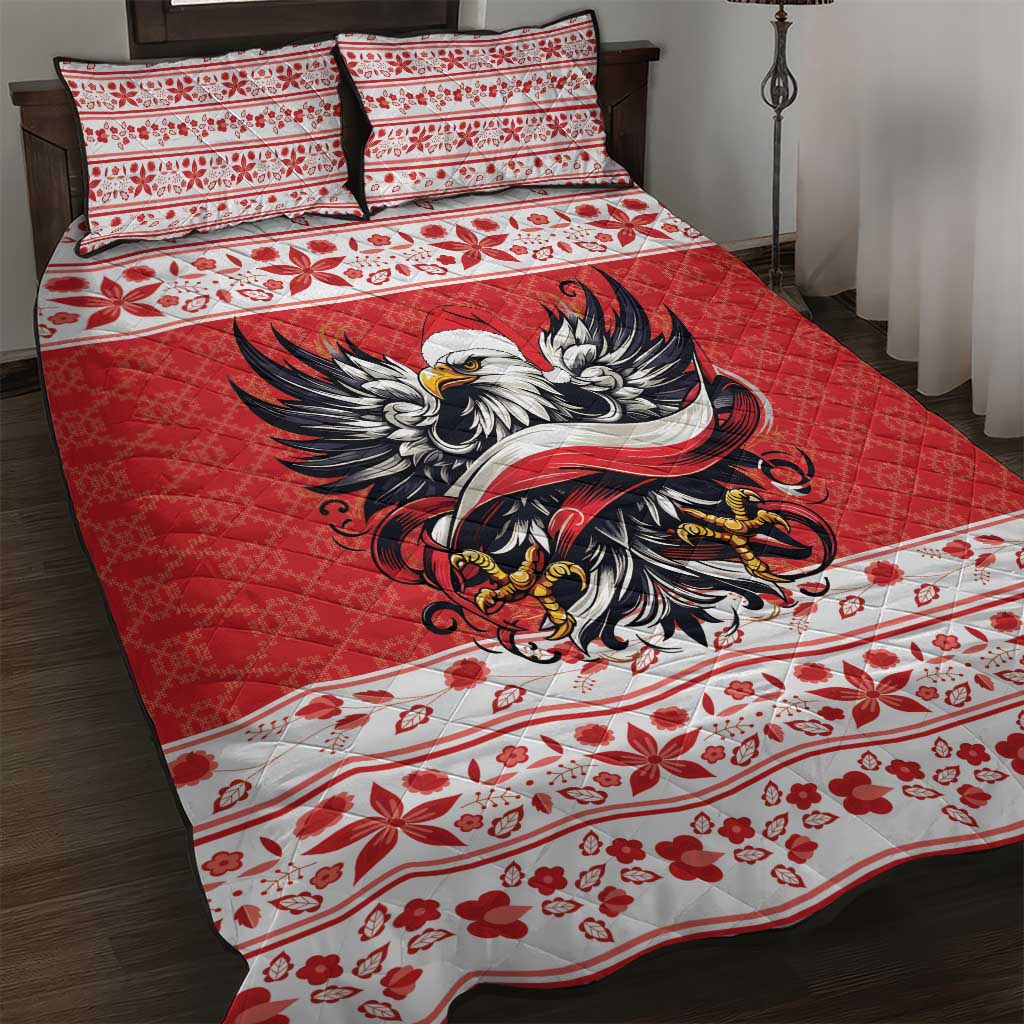 Poland Christmas Quilt Bed Set Polish Eagle with Flag Style - Wonder Print Shop