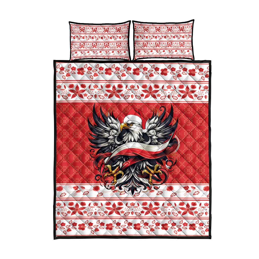 Poland Christmas Quilt Bed Set Polish Eagle with Flag Style - Wonder Print Shop