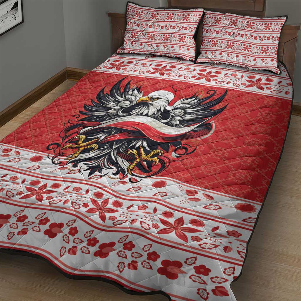 Poland Christmas Quilt Bed Set Polish Eagle with Flag Style - Wonder Print Shop