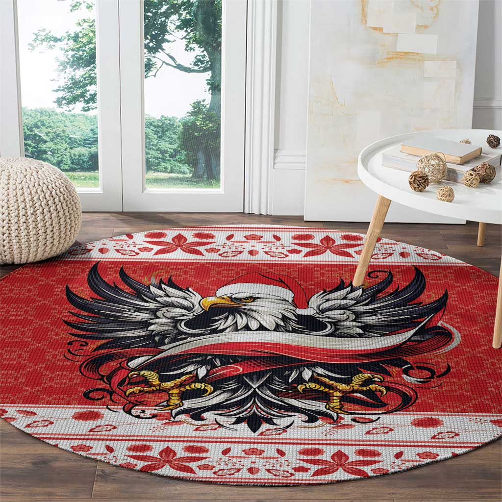 Poland Christmas Round Carpet Polish Eagle with Flag Style - Wonder Print Shop