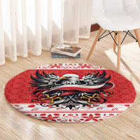 Poland Christmas Round Carpet Polish Eagle with Flag Style - Wonder Print Shop