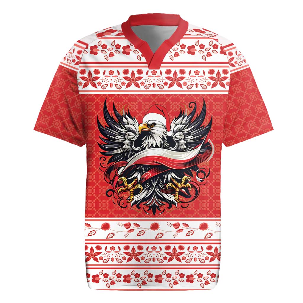 Poland Christmas Rugby Jersey Polish Eagle with Flag Style - Wonder Print Shop