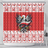 Poland Christmas Shower Curtain Polish Eagle with Flag Style - Wonder Print Shop