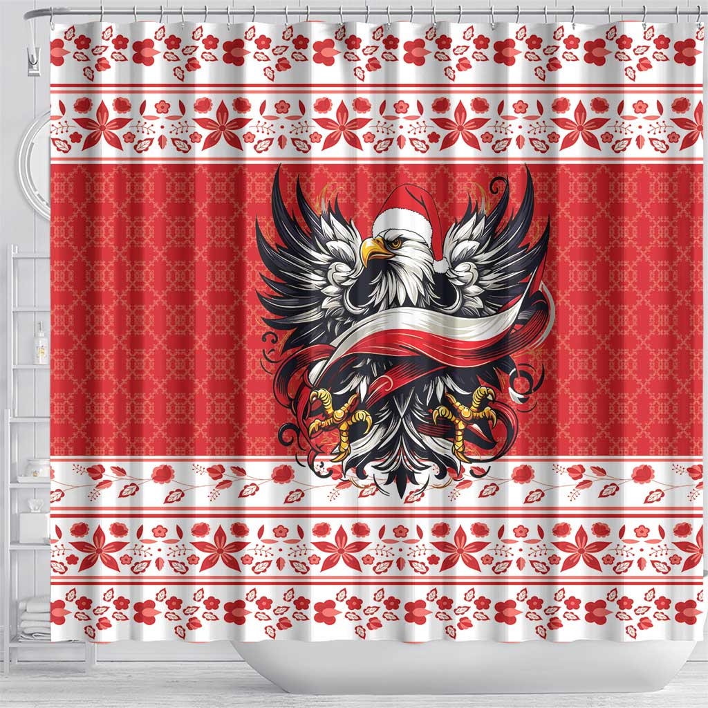 Poland Christmas Shower Curtain Polish Eagle with Flag Style - Wonder Print Shop