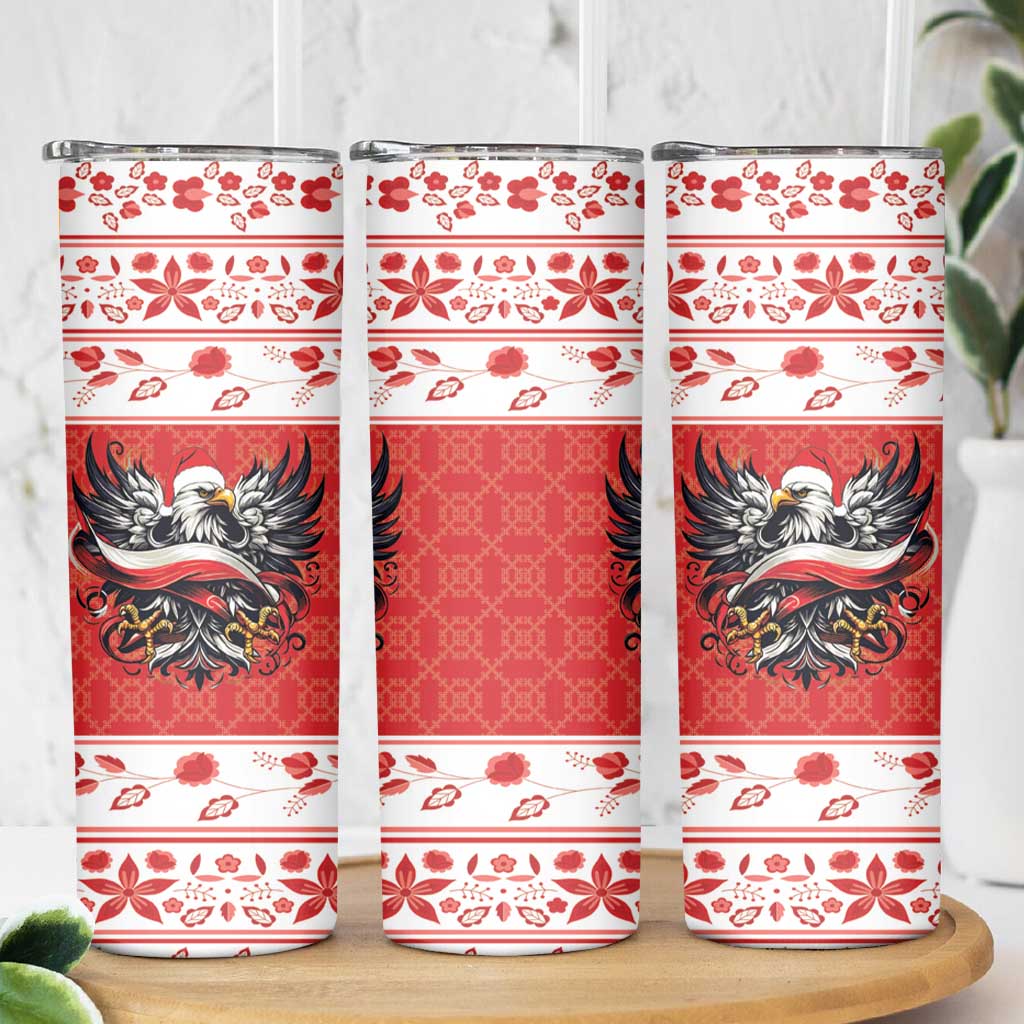 Poland Christmas Skinny Tumbler Polish Eagle with Flag Style - Wonder Print Shop