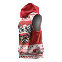 Poland Christmas Sleeveless Hoodie Polish Eagle with Flag Style - Wonder Print Shop