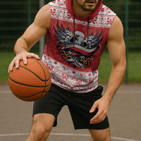 Poland Christmas Sleeveless Hoodie Polish Eagle with Flag Style - Wonder Print Shop