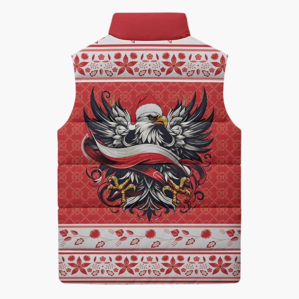 Poland Christmas Sleeveless Puffer Jacket Polish Eagle with Flag Style - Wonder Print Shop