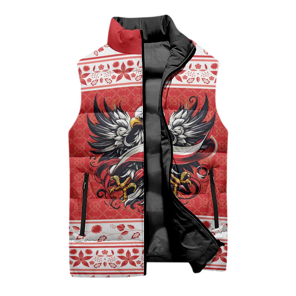 Poland Christmas Sleeveless Puffer Jacket Polish Eagle with Flag Style - Wonder Print Shop