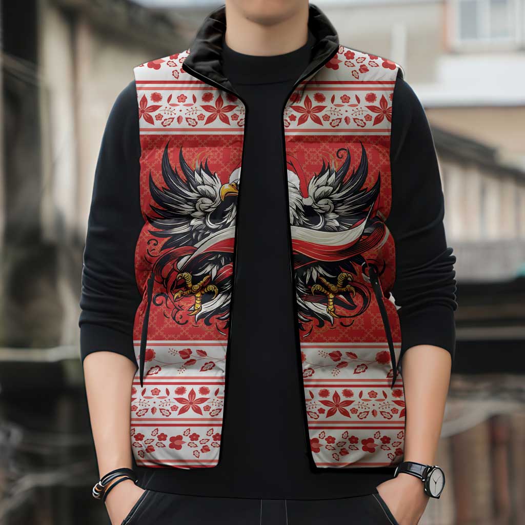 Poland Christmas Sleeveless Puffer Jacket Polish Eagle with Flag Style - Wonder Print Shop