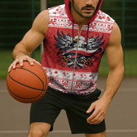 Poland Christmas Sleeveless Zip Hoodie Polish Eagle with Flag Style - Wonder Print Shop