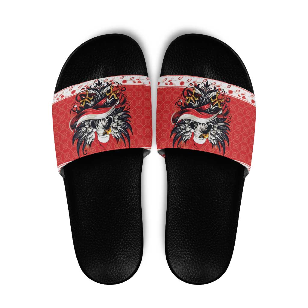 Poland Christmas Slide Sandals Polish Eagle with Flag Style - Wonder Print Shop
