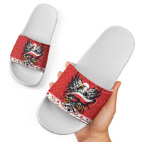 Poland Christmas Slide Sandals Polish Eagle with Flag Style - Wonder Print Shop