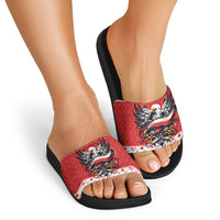Poland Christmas Slide Sandals Polish Eagle with Flag Style - Wonder Print Shop