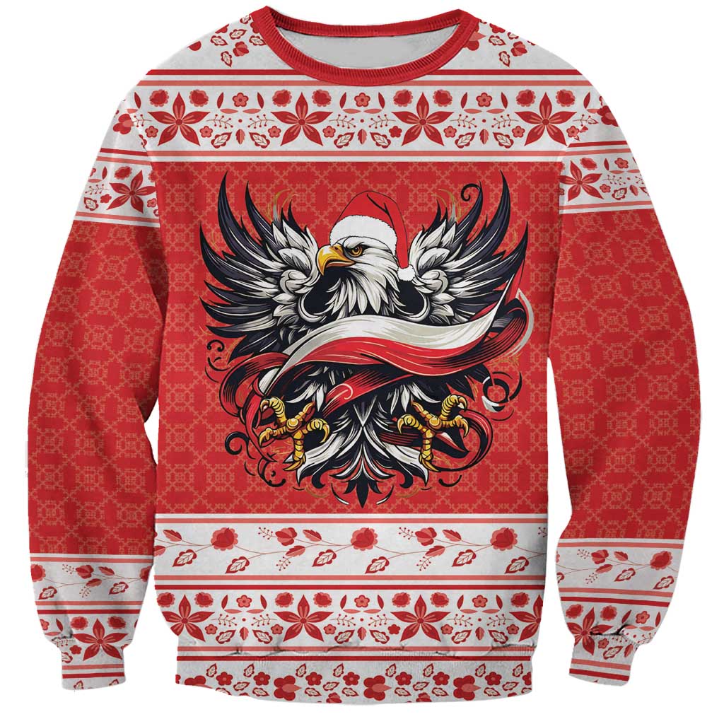 Poland Christmas Sweatshirt Polish Eagle with Flag Style - Wonder Print Shop