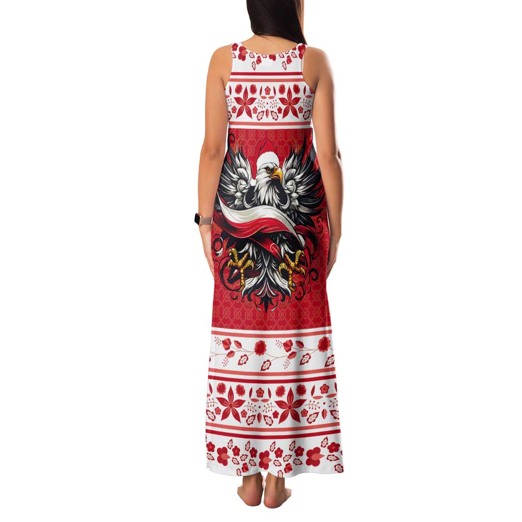 Poland Christmas Tank Maxi Dress Polish Eagle with Flag Style - Wonder Print Shop
