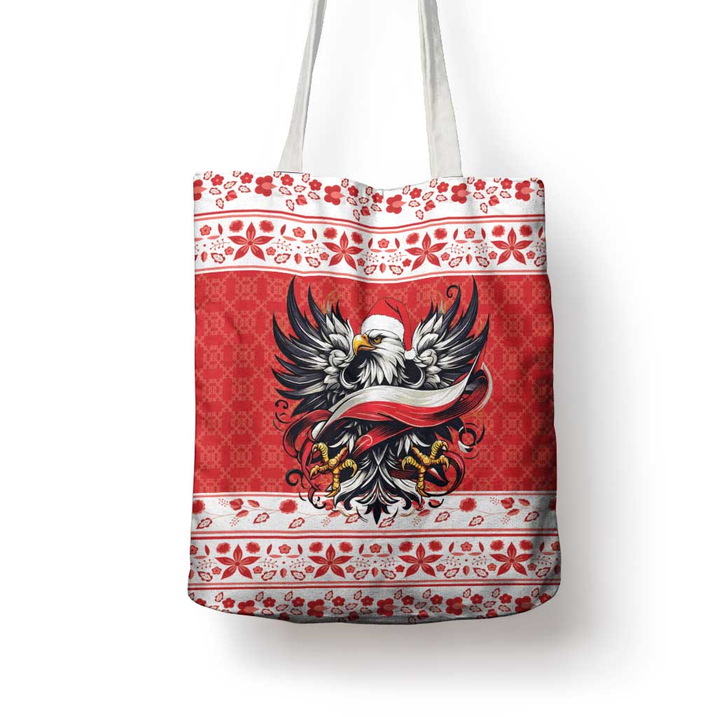 Poland Christmas Tote Bag Polish Eagle with Flag Style - Wonder Print Shop