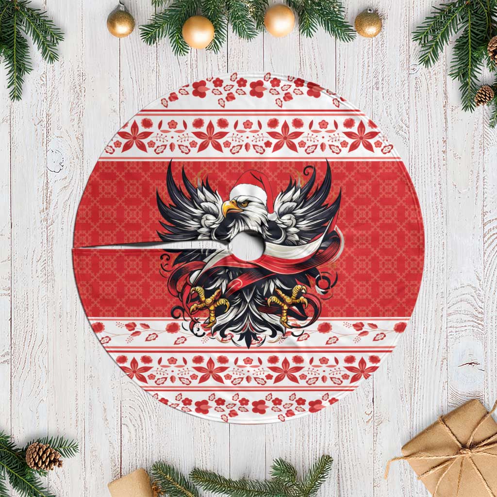 Poland Christmas Tree Skirt Polish Eagle with Flag Style - Wonder Print Shop